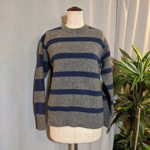 Patagonia 100% Wool Striped Blue Gray Pullover Crewneck Sweater Small